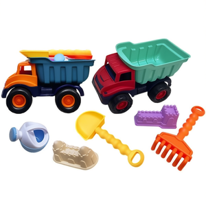 Red Dump Truck Beach Toys 5 Pc Set With Shovel Rake Molds For Sand Play - Product Image 2