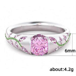 Bague H107 en Morganite Fleurie, Argent 925, Taille Ovale, Sertissage Pavé, Bagues de Fiançailles pour Femme avec Pierre Précieuse - Product Image 5