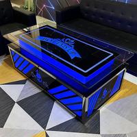 Table de bar lumineuse KTV moderne et minimaliste de luxe en titane doré, verre trempé et acier inoxydable, fabriquée en Chine