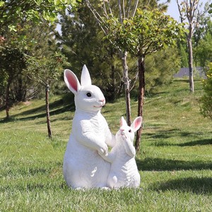 Nhựa ấm lòng Mẹ Thỏ và bé Bunny gia đình điêu khắc vườn tượng dễ thương trang trí ngoài trời cho cha mẹ-con - Product Image 4