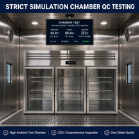 Réfrigérateur commercial vertical sans givre 1500L avec porte vitrée française en acier coloré pour restaurant, hôtel, bar