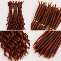 Extensions de dreadlocks 100% cheveux humains vierges doublement étirés pour tresses bouclées ondulées de type caucasien, faits à la main au crochet, micro-liens