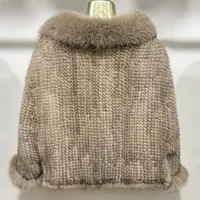 Neuer Echter Nerzfell-Poncho Gestrickt 100% Natürlicher Echter Nerzfell-Schal Fuchsfellkragen Damen Erwachsenen-Cape Herbstschal