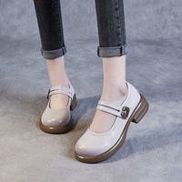 Chaussures plates Mary Jane pour femmes en cuir véritable de haute qualité, à enfiler, coupe basse, semelle en caoutchouc, légères, printemps/été