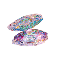 Figurines d'animaux gravées en verre transparent en forme de coquillage, ornées de perles de cristal AB colorées, faites à la main, pour cadeau de mariage ou décoration intérieure