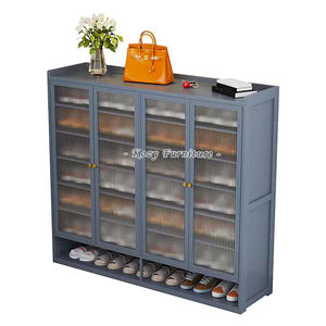 Armoire de rangement de <span class=keywords><strong>chaussures</strong></span> à porte en verre moderne salon étagère à <span class=keywords><strong>chaussures</strong></span> à double porte simple présentoir armoire de rangement organisateur - Product Image 2