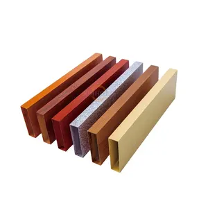 40x15 मिमी एल्यूमीनियम लकड़ी अनाज प्रभाव रंग फिनिश एल्यूमीनियम पाउडर कोटिंग्स प्रोफ़ाइल 3 डी 4 डी लकड़ी