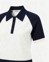 T-shirt d'entraînement à col noir et blanc à manches courtes pour la compétition équestre, tenue d'équitation pour filles