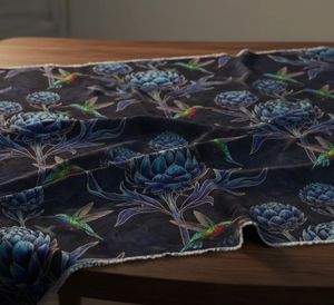 Tela de tapicería estampada con diseño de alcachofa azul, material de tapicería botánico de lujo por yarda, para sofá, sillón, otomana - Product Image 5