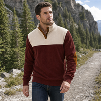 Sweat-shirt décontracté pour homme à col montant semi-zippé, coupe ample, manches longues, color block, tailles S-3XL, 4 couleurs, marque privée, OEM clé en main