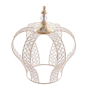 زينة زينة تزيين كعكة تاج ملكي ذهبي كريستالي مع حبات أكريليك حامل شموع للطاولة - Product Image 2