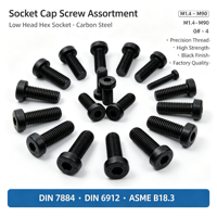OEM/ODM DIN7984 DIN6912 ASME B18.3 Cl. Vis à tête hexagonale creuse 10.9 12.9 en acier au carbone noir avec filetage UNF, rondelles/écrous de fixation