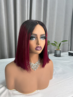 Peluca BOB de Cabello Humano Virgen Vietnamita Liso Natural con Cierre Frontal de Encaje 5*5 2*6, Color T4/27 Amarillo Dorado, Sin Pegamento, Densidad 250%