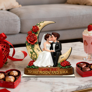 Decoración de boda de madera con diseño de corazón, rosa y luna, regalo de San Valentín, regalo de aniversario. - Product Image 3