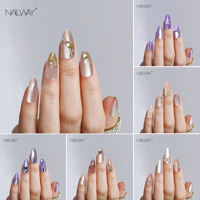 Magnifiques faux ongles faits main en gros, 30 pièces, longs, forme stiletto, effet œil de chat, brillants, en gel, à presser, avec strass