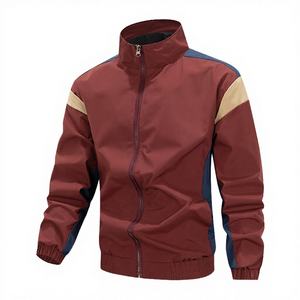 Chaqueta Bomber Personalizable para Hombre de Otoño |   Chaqueta de Forro Polar con Cuello Alto, Cierre de Cremallera, Resistente al Viento, Color Sólido, Personalizable OEM - Product Image 4