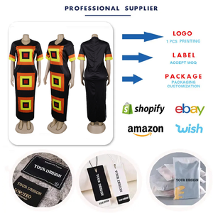 Mới Nhất Thiết Kế Phi Dresses Side Chia Màu Sắc Tương Phản In Dài Ăn Mặc Phụ Nữ Thẳng Lỏng Ăn Mặc Cho Phụ Nữ - Product Image 3