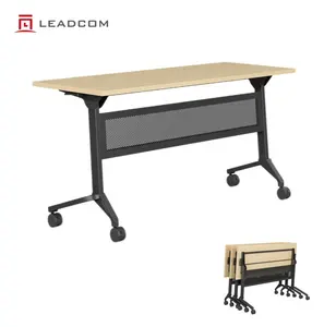 Movable Tables LEADCOM LS 4-6A Office Furniture Foldable Movable Training Room Desk Meeting Room Conference Table With Bookshelf Table Frame
