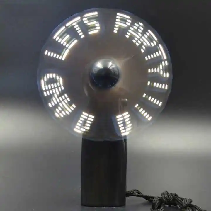Ventilateur LED portable remplaçable à batterie de mariage Party Favor Affichage de message personnalisé Mini ventilateur clignotant
