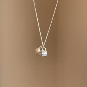 Collar de Plata de Ley S925 con Colgante de Circonita en Forma de Cubo de Hielo Pequeño, Anillo de Circonita Completo, Joyería de Moda Cuadrada - Product Image 5