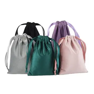 Wholesale Custom Logo Velvet Drawstring Bag High Quality Mini Velvet Pouch For Gift Packing Soft Luxury Jewelry Pouch