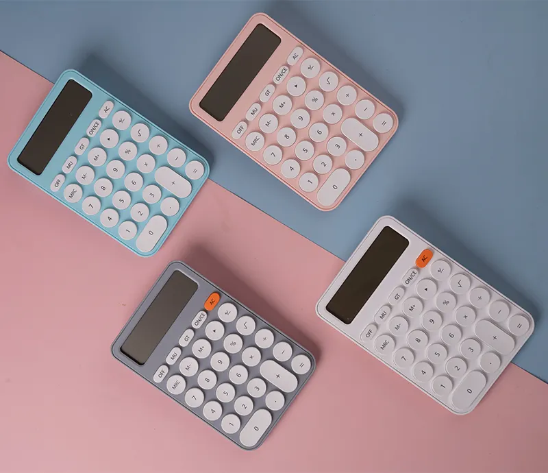 Calculadoras promocionais com logotipo de impressão personalizada Bateria eletrônica Calculadora de 12 dígitos Calculadoras profissionais para escritório