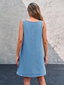 Robe Salopette en Jean Ample Multi-Poches avec Bretelles pour Femme et Fille – Collection Été 2026 – Combinaison en Denim Style Urbain - Product Image 5