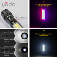 Corps en aluminium AA pile sèche zoomable aimant fort xpe cob led lampe de poche de travail