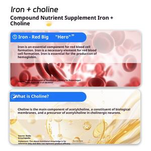 แท็บเล็ตเหล็กแคลเซียมโคลีนพร้อมวิตามินสังกะสี-2เม็ดต่อวันขวดนับ60สำหรับสุขภาพกระดูกผู้ใหญ่ - Product Image 2