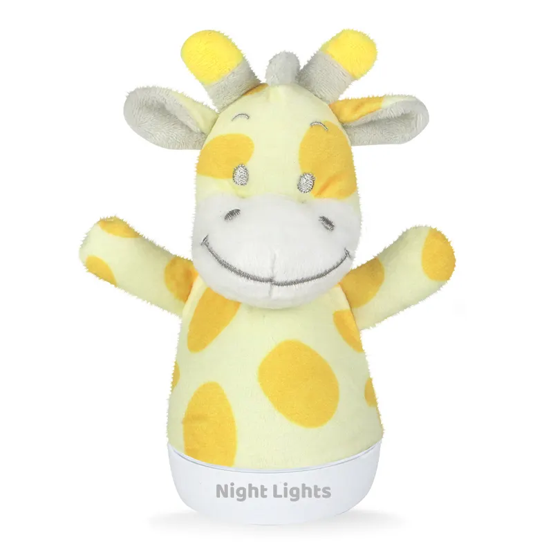 Animale giraffa bambola peluche bambino accessori per bambini luce notturna con musica per dormire