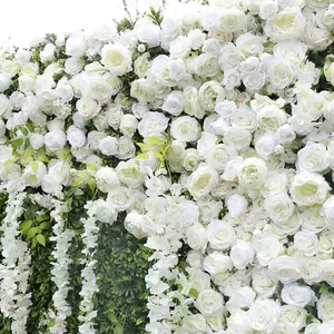 ODM Backdrops Birthday Events Artificial White Silk Flowers Roll Up Decor 3D Wedding Flower Wall