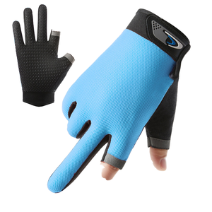 Half Finger Cycling <b>Gloves</b> Blue <b>Black</b> <b>Mesh</b> Breathable Riding Sports <b>Gloves</b> - Product Image 1