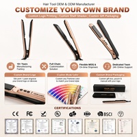 Lisseur de cheveux Torlin Rose Gold Black Ceramic Coated Plates, le meilleur lisseur de salon, 120-230°C réglable, chauffe rapide, écran LCD, 2-en-1, RV Hotel