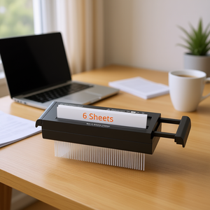 Trituradora de papel de 6 hojas, mini trituradora de escritorio manual para oficina, para uso doméstico, color negro - Product Image 2