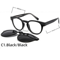 Lunettes de vue polarisées UV400 avec clip magnétique œil-de-chat à monture carrée GM en acétate pour prescription optique