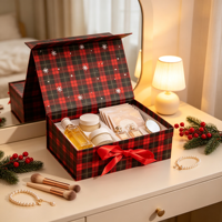 Karierte Weihnachts-Schönheits-Geschenkbox mit Serum, Creme, Masken, Parfüm, Spiegel, Verpackung, Großhandel Lidschatten-Palette, Kosmetik-Präsent-Set