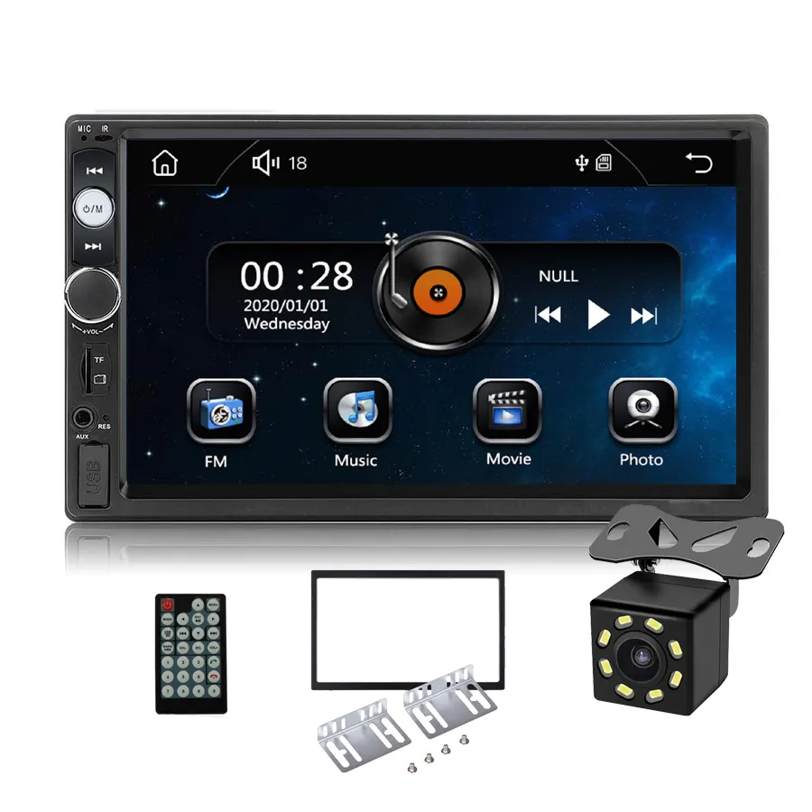 7010 Universal 2 DIN Touch 7inch FM MP3 MP4 DVD Radio Video Car MP5 Player with USB TF SD AUX Reverse Camera