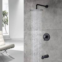 Système de douche mural noir mat à haute pression avec pomme de douche pluie et robinet de douche
