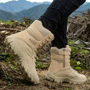 DF Khaki TSBSS AS33 Desert Tan Tactical <b>Hiking</b> <b>Boots</b> Lightweight Suede Mesh Outdoor Duty Footwear - Product Image 1