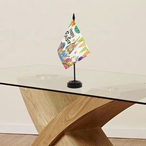 Factory Wholesale Easter Desktop Flag 8.3X 5.5-Inch Mini Black ABS <b>Bracket</b> with Customizable Polyester Pennant Banners - Product Image 6