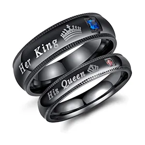 Venta al por mayor de joyería de moda de acero inoxidable su reina Su Rey circón pareja anillo