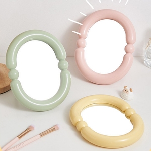 Bán Buôn Hàn Quốc Nhựa Hình Bầu Dục Trang Điểm Gương Treo Tường Phòng Ngủ Vuông Gương Vẻ Đẹp Công Cụ Hàng Ngày Trang Điểm Có Thể Gập Lại Máy Tính Để Bàn Gương - Product Image 2