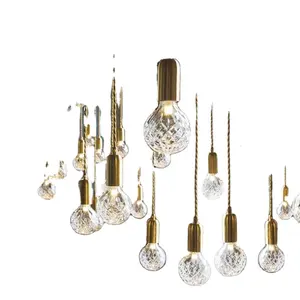 Loft Ceiling Hanging Lamp 3W <strong>Pineapple</strong> Carven Glass Ball LED Pendant <strong>Light</strong> Adjustable Height Indoor Decoration Hanging <strong>Lights</strong> - Product Image 1