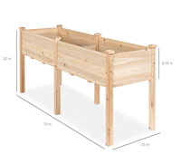 Grande jardinière double en bois avec pieds, lit de jardin surélevé en bois pour l'horticulture à la maison et les pots de fleurs et jardinières