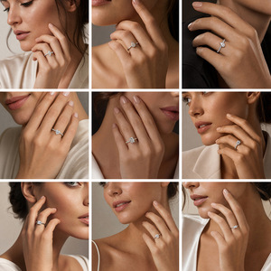 Anillo de compromiso de plata S925 para mujer con moissanita de 1 quilate, corte esmeralda, piedra de aschmalt en forma de corazón y huevo de paloma - Product Image 4
