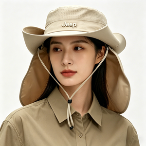 Adjustable Neck Flap Sun <b>Hat</b>-Lightweight Breathable UPF 50+ Silk 3D Embroidery Outdoor Bucket <b>Hat</b> for Hiking Fishing Gardening - Product Image 1