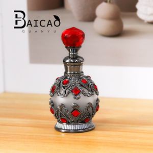 Flacon d'Attar en Alliage Métallique Vieilli Unique de 15 ml, Populaire à Dubaï, pour Huile Essentielle et Parfum, avec Gravure et Compte-gouttes en Verre <span class=keywords><strong>DB</strong></span> - Product Image 4