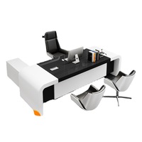 LBZ02 Mobilier de Bureau Table de Bureau Directionnelle en MDF, Bureau Exécutif Moderne en Bois en Forme de L