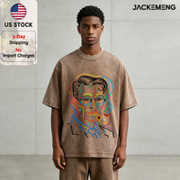 T-shirt Oversize Rétro Streetwear avec Motif Abstrait Arc-en-ciel et Portrait d'Homme, Esthétique Artistique, Manches Courtes, Vente en Gros depuis Entrepôt Local aux États-Unis