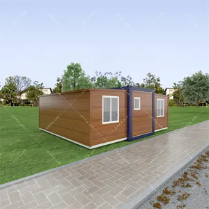 9 미터 길이 2 침실 모듈 식 조립식 휴대용 접을 수있는 창고 건물 접이식 컨테이너 하우스 물 파이프 핀란드